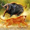 Lion And Bull In The Jungle Diamond Painting