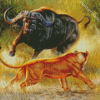 Lion And Bull In The Jungle Diamond Painting