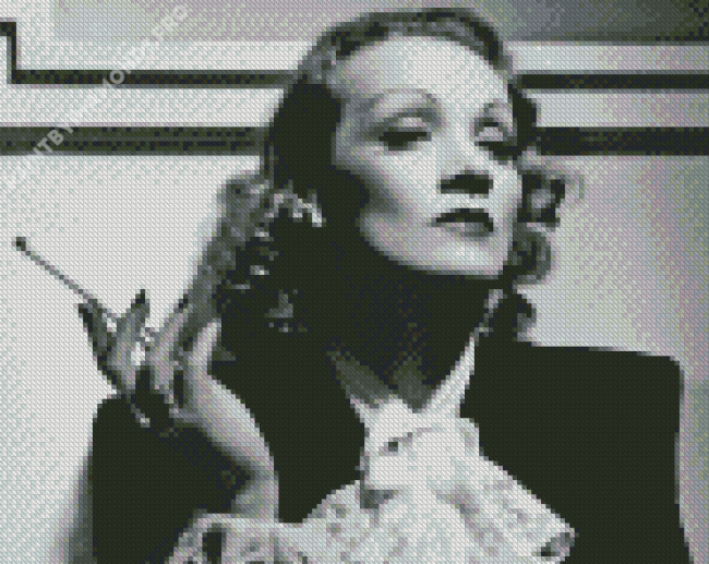 Marlene Dietrich Actress Smoking Cigarette Diamond Painting