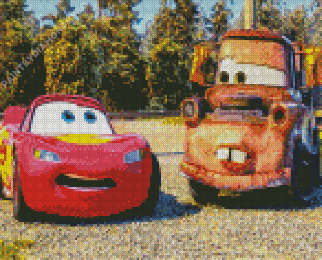 Mater And Lightning McQueen Cars By Diamond Painting