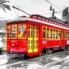 New Orleans Red Tram Monochrome Diamond Painting