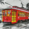 New Orleans Red Tram Monochrome Diamond Painting