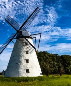 Vintage Old Windmill Landscape By Diamond Painting