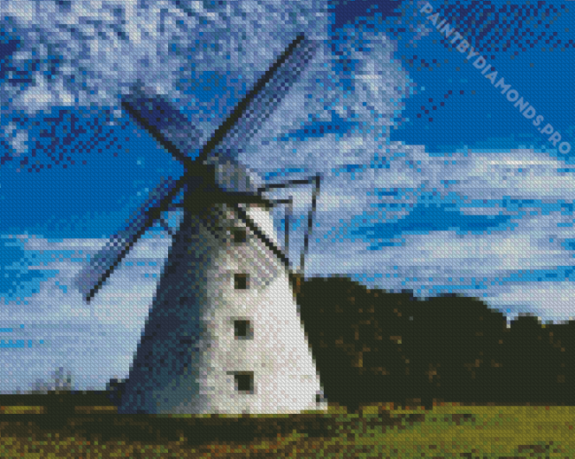 Vintage Old Windmill Landscape By Diamond Painting