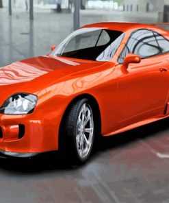 Orange Toyota Supra Mk4 Luxury Car Diamond Painting