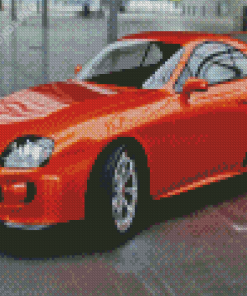 Orange Toyota Supra Mk4 Luxury Car Diamond Painting