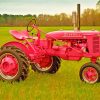 Pink Tractor In Farm Diamond Painting