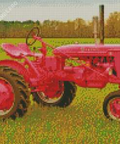 Pink Tractor In Farm Diamond Painting