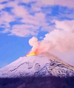 Popocatepetl At Night Diamond Painting