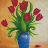 Purple Tulip In Blue Vase Diamond Painting