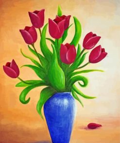 Purple Tulip In Blue Vase Diamond Painting