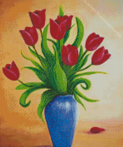 Purple Tulip In Blue Vase Diamond Painting