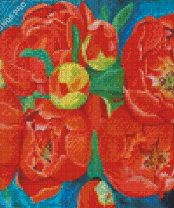 Red Peonies Flowers Art Diamond Painting