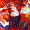 Red Haired Lady Dancer In Red Diamond Painting