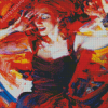 Red Haired Lady Dancer In Red Diamond Painting