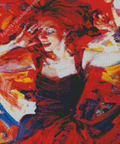 Red Haired Lady Dancer In Red Diamond Painting