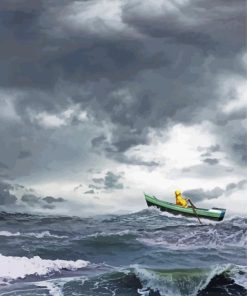 Rowing Boat In Storm Diamond Painting