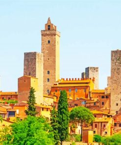 San Gimignano Town In Italy Diamond Painting