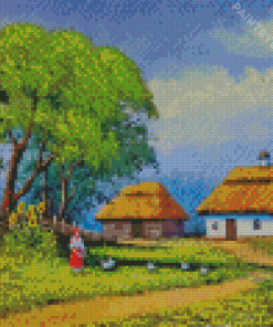 Village Landscape Diamond Painting