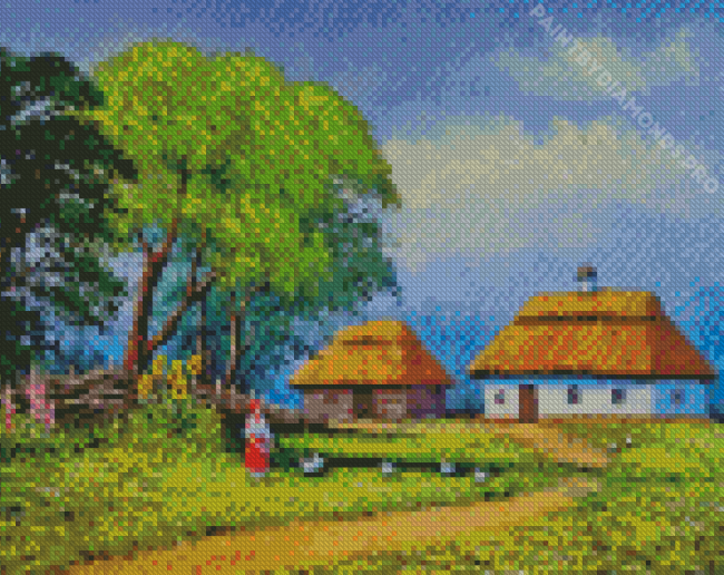 Village Landscape Diamond Painting