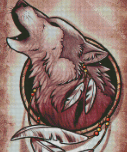 Vintage Wolf With Dream Catcher Diamond Painting