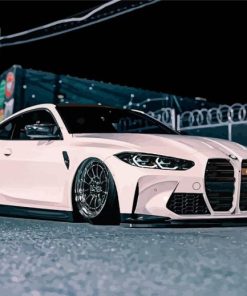 White BMW M4 War In Garage Diamond Painting