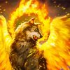 Fantasy Wolf With Wings On Fire By Diamond Painting