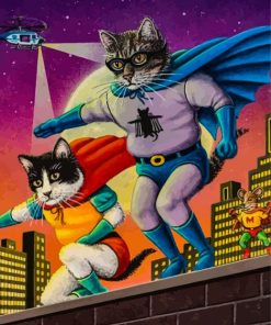 Powerful Superhero Cat By Diamond Painting