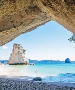 Cathedral Cove Coromandel Beach Diamond Painting