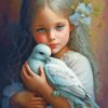 Cute Girl And Bird Diamond Painting