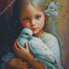 Cute Girl And Bird Diamond Painting