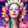 Floral Lady Art Diamond Painting