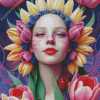 Floral Lady Art Diamond Painting