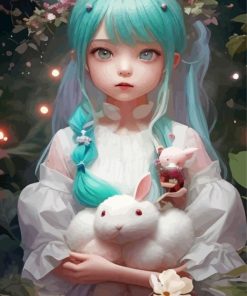 Girl With Bunny Diamond Painting