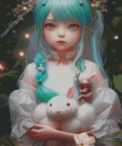 Girl With Bunny Diamond Painting