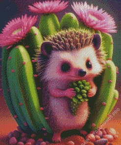 Hedgehog And Cactus Diamond Painting