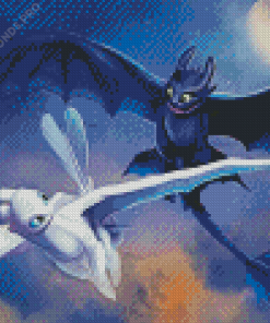 Light Fury And Toothless Diamond Painting