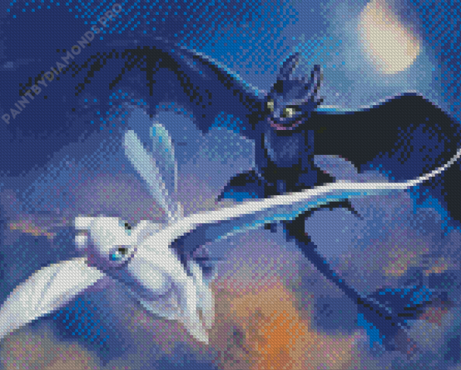 Light Fury And Toothless Diamond Painting