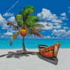 Palm Boat Beach Diamond Painting