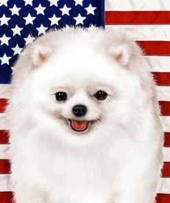 Patriotic Pomeranian Diamond Painting