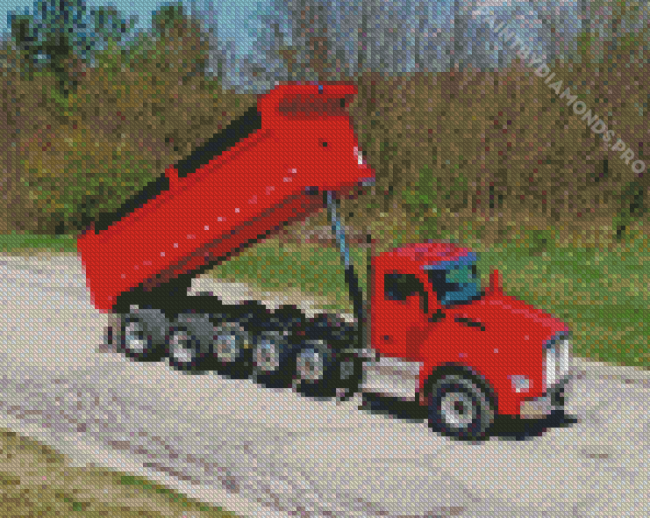 Red Dump Truck Diamond Painting