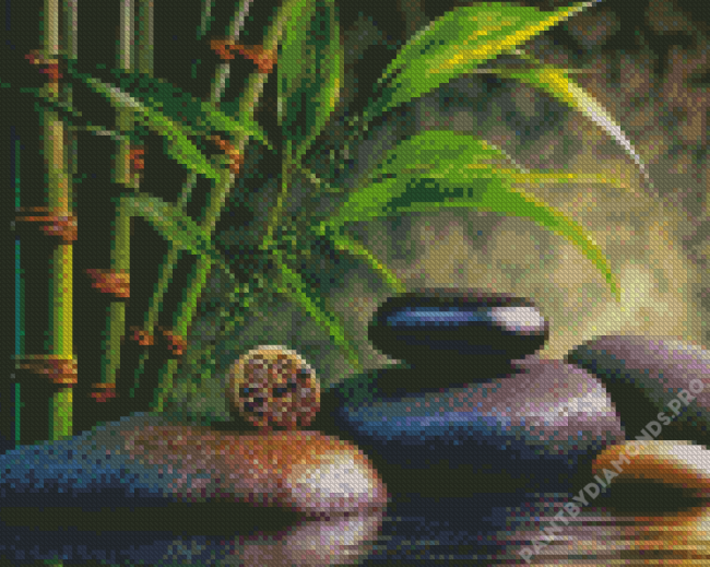 Bamboo And Stones Diamond Painting