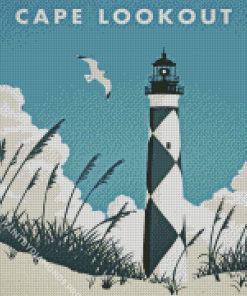 Cape Lookout Lighthouse Poster Diamond Painting