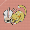 Cat With Boba Tea Diamond Painting