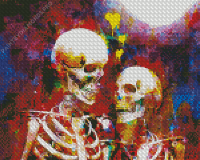 Colorful Splatter Skeleton Couple Diamond Painting