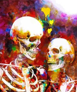 Colorful Splatter Skeleton Couple Diamond Painting