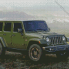 Dark Green jeep in Mountain Diamond Painting