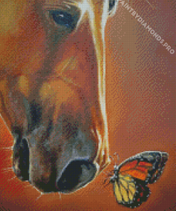 Horse With Butterfly Diamond Painting