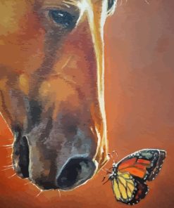 Horse With Butterfly Diamond Painting