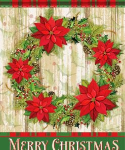 Poinsettia Wreath Christmas Diamond Painting